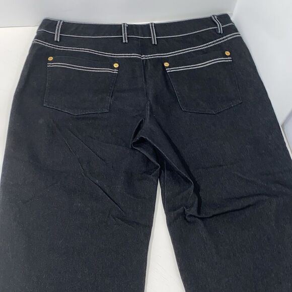 St. John Sport Black Denim Capri Pants With White Stitching 4 Pocket Size 12 - Picture 5 of 12